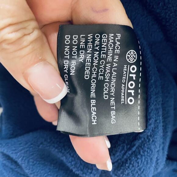 ORORO Heated Vest Womens Large Navy Blue Fleece Lined Battery w USB-C Power Bank - Picture 5 of 13